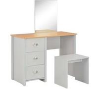 vidaXL Coiffeuse avec Miroir et Tabouret, Table Cosmétique avec Tiroirs, Meuble de Maquillage Chambre à Coucher Intérieur Maison, Gris 283744 Gris G