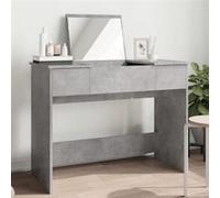 Coiffeuse avec miroir gris béton 100x45x76 cm, table de maquillage, table à bijoux, coiffeuse avec miroir, coiffeuse 840698