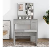 vidaXL Coiffeuse avec miroir Gris béton 86,5 x 35 x 136 cm 802961