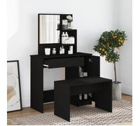 Coiffeuse Avec Miroir Noir 86,5x35x136 Cm Vidaxl Vidaxl Multicolore