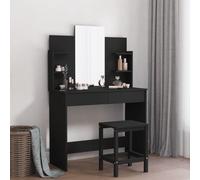 vidaXL Coiffeuse avec Miroir, Table de Maquillage avec 2 Tiroirs, Table Cosmétique avec 4 Étagères, Meuble de Rangement Chambre, Moderne, Noir