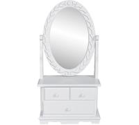 vidaXL Coiffeuse avec miroir pivotant ovale MDF