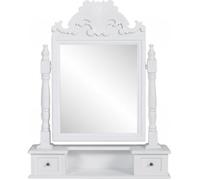 vidaXL Coiffeuse en bois avec miroir pivotant rectangulaire MDF, 2 tiroirs