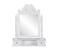 vidaXL Coiffeuse en bois avec miroir pivotant rectangulaire MDF, 2 tiroirs