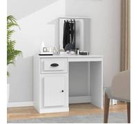 vidaXL Coiffeuse avec Miroir, Table de Cosmétique avec Rangement, Coiffeuse de Maquillage Chambre à Coucher, Blanc Bois 816760