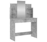vidaXL Coiffeuse avec Miroir, Table de Maquillage avec 2 Tiroirs, Table Cosmétique avec 4 Étagères, Meuble de Rangement Chambre, Moderne, Gris Béton