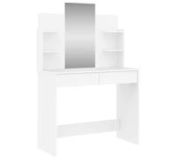 vidaXL Coiffeuse avec Miroir, Table de Maquillage avec 2 Tiroirs, Table Cosmétique avec 4 Étagères, Meuble de Rangement 837574