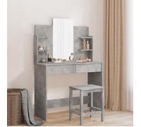vidaXL Coiffeuse avec Miroir, Table de Maquillage avec 2 Tiroirs, Table Cosmétique avec 4 Étagères, Meuble de Rangement Chambre, Moderne, Gris Béton