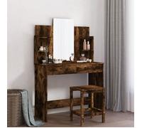 vidaXL Coiffeuse 837579 avec miroir – 2 tiroirs, 4 étagères – Chêne fumé 96×39×142 cm