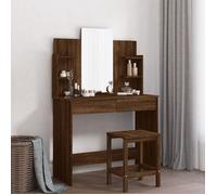 vidaXL Coiffeuse avec Miroir, Table de Maquillage avec 2 Tiroirs, Table Cosmétique avec 4 Étagères, Meuble de Rangement 837581