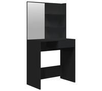 vidaXL Coiffeuse avec Miroir, Table de Maquillage avec Étagères et Tiroir, Table Cosmétique avec Rangement Chambre Maison, Moderne, Noir