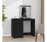 vidaXL Coiffeuse avec miroir 816761 – Table de maquillage moderne avec rangement noir