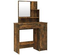 vidaXL Coiffeuse avec Miroir Table de Maquillage Meuble Cosmétique avec Rangement Chambre à Coucher Intérieur Chêne Fumé 86,5x35x136 cm
