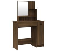 vidaXL Coiffeuse avec Miroir Table de Maquillage Meuble Cosmétique avec Rangement Chambre à Coucher Intérieur Chêne Marron 86,5x35x136 cm