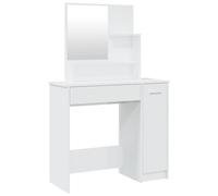 vidaXL Coiffeuse avec Miroir Table de Maquillage Table Cosmétique avec Rangement Décoration Chambre à Coucher Intérieur Blanc Brillant 86,5x35x136 cm