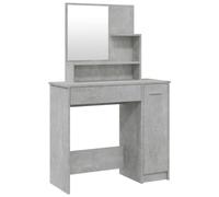 vidaXL Coiffeuse avec Miroir Table de Maquillage Table Cosmétique avec Rangement Décoration Chambre à Coucher Intérieur Gris Béton 86,5x35x136 cm