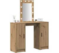 Vidaxl Table De Maquillage Avec Éclairage Led En Chêne Artisanal 102x33x135 Cm