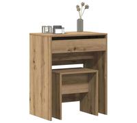 vidaXL Coiffeuse Chêne massif – Miroir inclus, 1 tiroir, Design contemporain