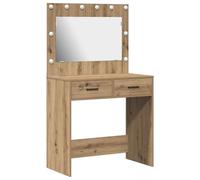 Vidaxl Table De Maquillage Avec Lumières Led Chêne Artisanal 78,5 X 41 X 135 Cm