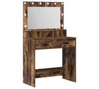 vidaXL Coiffeuse Chêne fumé 79 x 41 x 135 cm Bois d'ingénierie, Coiffeuse Moderne, vanité LED, Meuble Gain de Place, Organiseur élégant, Station de Maquillage rectangulaire