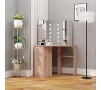 vidaXL Coiffeuse d'angle avec LED Chêne 111x54x141,5 cm Brun G