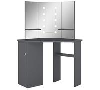 vidaXL Coiffeuse d'angle avec LED Gris 111x54x141,5 cm