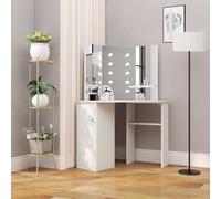 Vidaxl Coiffeuse D'angle Table De Maquillage Lumière Led Blanc Clair Blanc