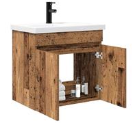 vidaXL Coiffeuse de salle de bain avec lavabo en bois vieilli 61 x 39 x 58 cm, coiffeuse moderne, meubles élégants, beaucoup d'espace, salle de bain pratique, salle de bain compacte, organisateur