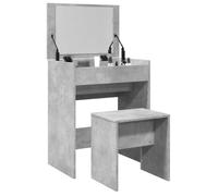 Coiffeuse et tabouret gris béton 60x40x113,5 cm, table de maquillage, coiffeuse de chambre à coucher, coiffeuse avec 848216