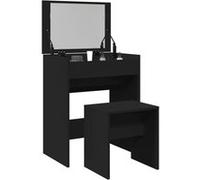 vidaXL Coiffeuse et tabouret noir 60x40x113,5 cm, table de maquillage, coiffeuse de chambre à coucher, coiffeuse avec 848214 Noir G