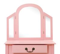 Vidaxl Coiffeuse Et Tabouret Rose 65x36x128 Cm Bois De Paulownia Mdf Multicolore