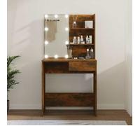 vidaXL Coiffeuse LED chêne marron 74,5x40x141 cm éclairage intégré meuble beauté design classique compact