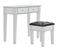 vidaXL Coiffeuse miroir avec tabouret MDF et verre