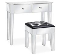 Vidaxl Coiffeuse Miroir Avec Tabouret Mdf Et Verre Multicolore