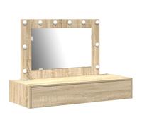 Table De Maquillage Murale Vidaxl Avec Des Lumières Led En Chêne Sonoma