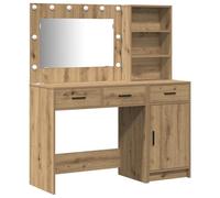 vidaXL Coiffeuse Moderne avec Miroir et Tiroirs Chêne Artisan Lampes Spot LED Vanity Compact pour Maquillage Soin dans la Chambre Étagères Ensemble Chic Mobilier Rangement