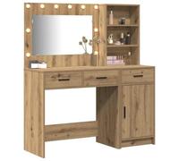 vidaXL Coiffeuse Moderne avec Miroir et Tiroirs Chêne Artisan Lampes Spot LED Vanity Compact pour Maquillage Soin dans la Chambre Étagères Ensemble Chic Mobilier Rangement