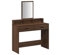 vidaXL Coiffeuse Moderne en chêne Massif avec Miroir et Grand Espace de Rangement pour Chambre, Table de Maquillage stylée, Design Durable, Meuble Marron déco intérieure, Fonctionnels pour Adultes.