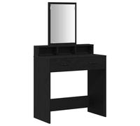 Table De Coiffeuse Vidaxl Chêne Noir Mdf Et Verre 79 X 41 X 140 Cm Noir