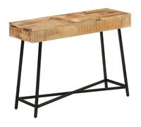 vidaXL Coiffeuse 105x35x75 cm – Bois de manguier massif brut et fer, avec rangement