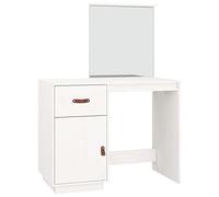 vidaXL Coiffeuse Table de Maquillage Table Cosmétique avec Rangement Table à Bijoux Chambre à Coucher Intérieur Blanc 95x50x134 cm Bois de Pin Massif