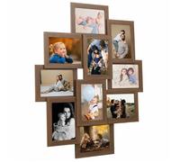 vidaXL Collage de cadres photo pour photo de 10x(10x15 cm), Marron MDF