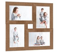 vidaXL Collage de cadres photo pour photo de 4x(10x15 cm), Marron MDF