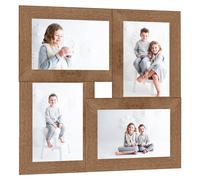 Collage de Cadres Photo pour Photo de 4x(10x15 cm) Cadre d'Image Décoration de Table Salon Salle de Séjour Chambre Intérieur Marron MDF 332768
