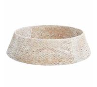 vidaXL Collier de Sapin de Noël Blanc 105 x 105 x 28 cm Jacinthe d'eau, Décoration de Noël Ronde Moderne, Base d'arbre Festive, Accessoire Tendance pour Votre Salon