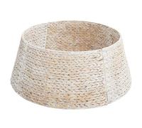 vidaXL Collier de Sapin de Noël Blanc 60 x 60 x 22 cm Jacinthe d'eau, Décoration de Noël Ronde Moderne, Base d'arbre Festive, Accessoire Tendance pour Votre Salon