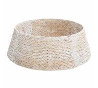 vidaXL Collier de Sapin de Noël Blanc 75 x 75 x 25 cm Jacinthe d'eau, Décoration de Noël Ronde Moderne, Base d'arbre Festive, Accessoire Tendance pour Votre Salon