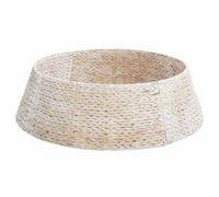 vidaXL Collier de Sapin de Noël Blanc 90 x 90 x 28 cm Jacinthe d'eau, Décoration de Noël Ronde Moderne, Base d'arbre Festive, Accessoire Tendance pour Votre Salon