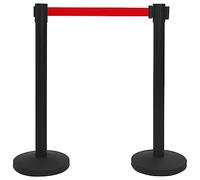 vidaXL Colonne avec Bande de Barrière d'Aéroport Cinéma Marché Concerts Vocaux Restaurant Hôtel Club Endroits Surpeuplés Acier Inoxydable Noir