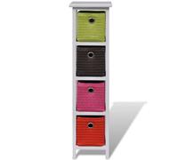 vidaXL Commode à paniers multicolores Bois de paulownia